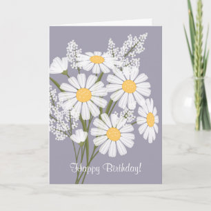 Carte Fleurs marguerites blanches sur la lavande Joyeux 