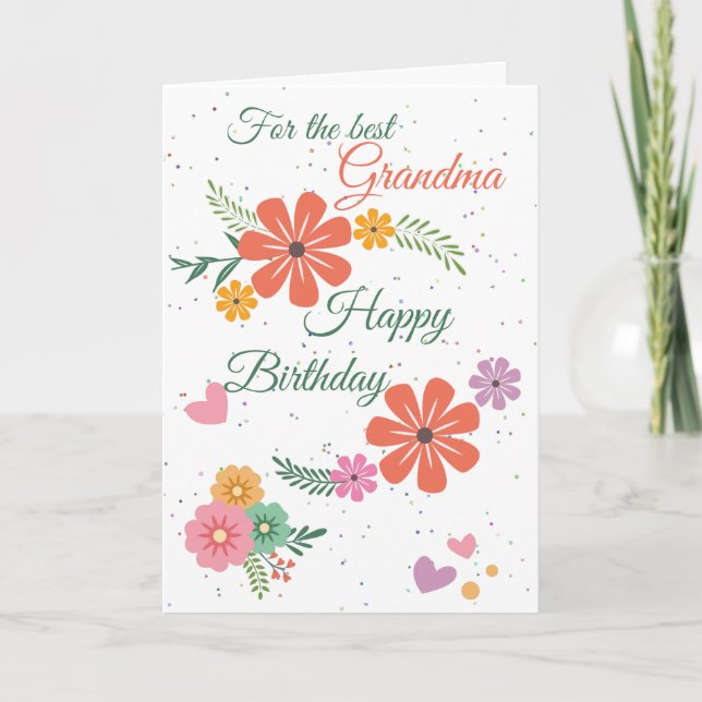 Carte Fleurs Meilleure grand-mère Joyeux anniversaire Ro (Devant)