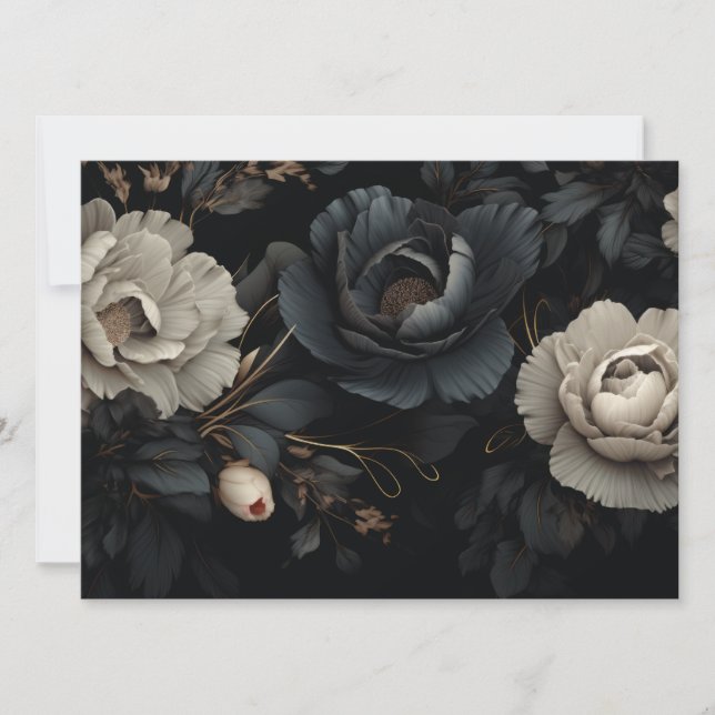 Carte Fleurs noires et blanches (Devant)