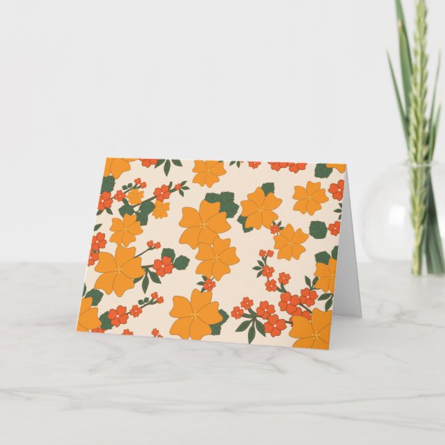 Carte Fleurs Oranges, Motif Floral, Motif De Fleurs (Devant)