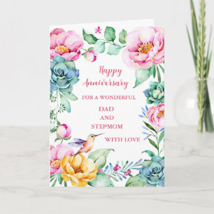 Carte Fleurs papa et StepMom Anniversaire