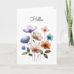 Carte Fleurs Pastel Aquarelle Illustration Salutation