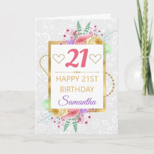 Carte Fleurs Pastel magnifiques et huile d'or Anniversai