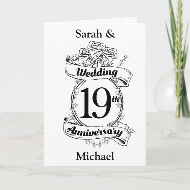 Carte Fleurs pour les 19 ans de mariage (Devant)
