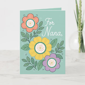 Carte Fleurs « Pour Nana » Joli motif floral pour grand-