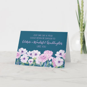 Carte Fleurs pourpres Bleues Grandgirl Anniversaire