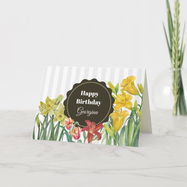 Carte Fleurs printanières Jaune Orange Personnalisées (Devant)