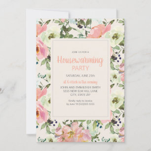 Carte Fleurs rose blush Crème Maison Verte Sauge pour la