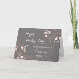 Carte Fleurs rose gris Cousin Bonne fête des mères