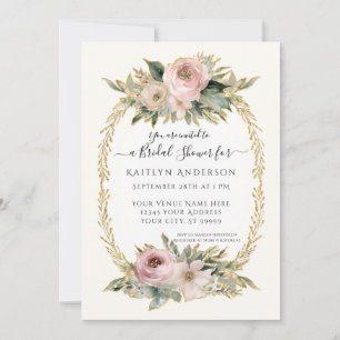 Carte Fleurs rose pâle botanique avec Fête des mariées o