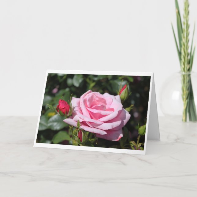 Carte fleurs rose rose heureux anniversaire. amour, peti (Devant)