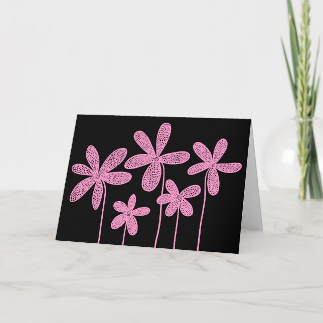 Carte Fleurs - Rose sur Noir (Devant)