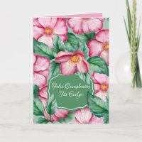 Fleurs roses à l'aquarelle espagnole pour l'annive