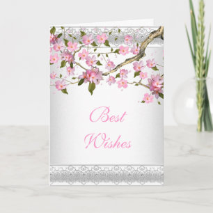 Carte Fleurs Roses Asiatiques Meilleurs Vœux ou An