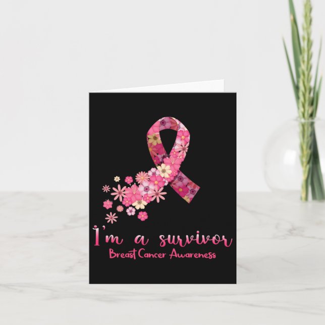 Carte Fleurs roses Coeur Je suis un survivant Cancer du  (Devant)