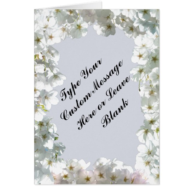 Carte Fleurs roses couleur blanche personnalisée (Devant)