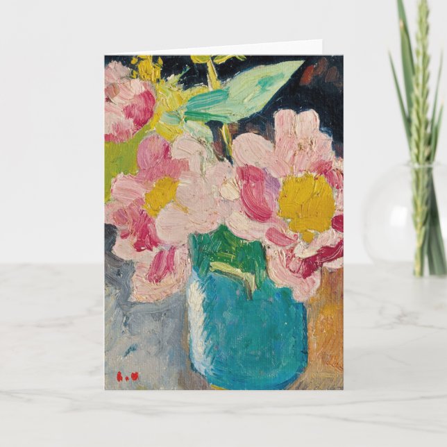 Carte Fleurs roses dans un vase bleu | Louis Valtat (Devant)