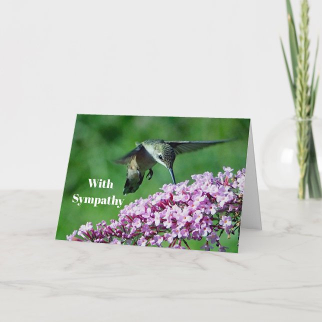 Carte Fleurs roses de colibri Sympathie photo de la faun (Devant)