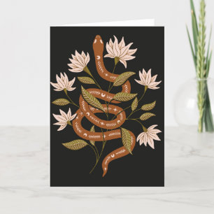 Carte Fleurs roses de serpent Brown
