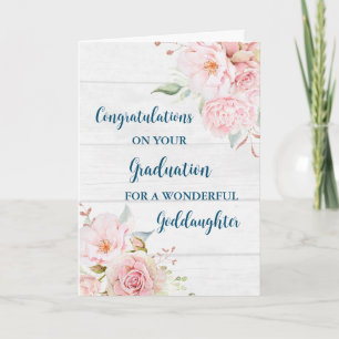 Carte Fleurs roses diplômée filleule
