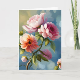 Carte Fleurs roses Fête des mères