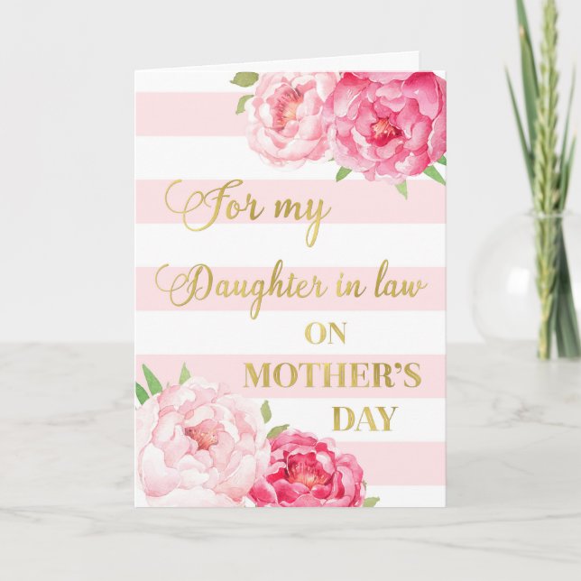 Carte Fleurs roses Fête des Mères Fille en droit (Devant)