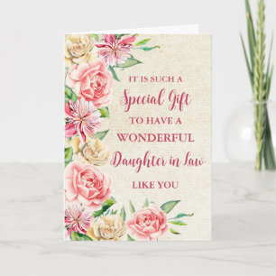 Carte Fleurs roses Fille en droit Bonne fête des mères
