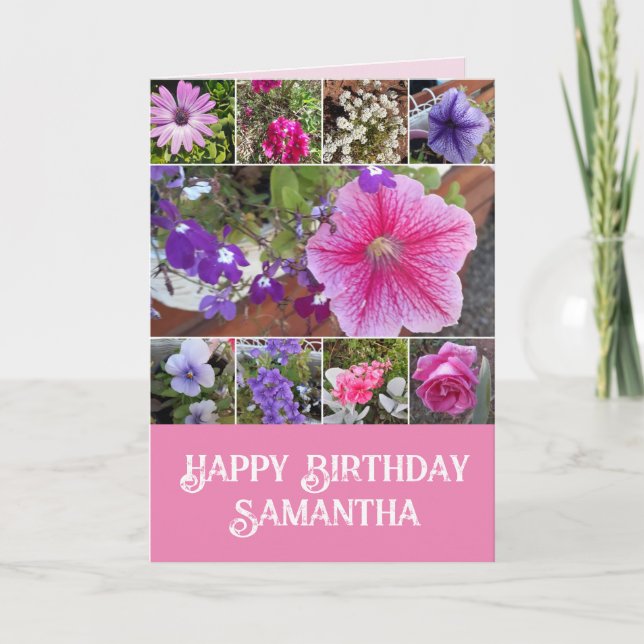 Carte Fleurs roses Floral Rose Petunia Daisy Anniversair (Devant)