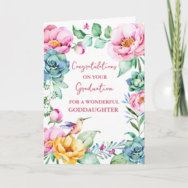 Carte Fleurs roses Godgirl Graduation (Devant)