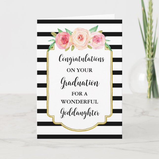 Carte Fleurs roses Godgirl Graduation (Devant)