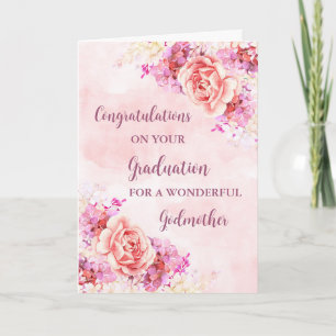 Carte Fleurs roses Godmère Félicitations Diplôme