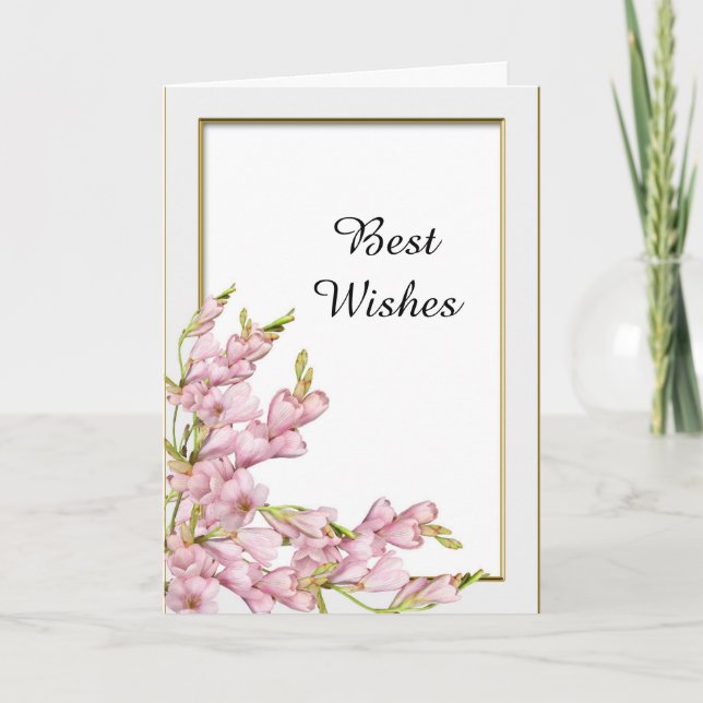 Carte Fleurs roses Gold Frame Mariage Félicitations (Devant)