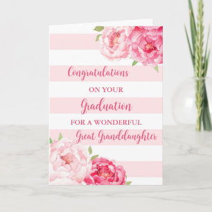 Carte Fleurs roses Grande Petite-Fille Graduation