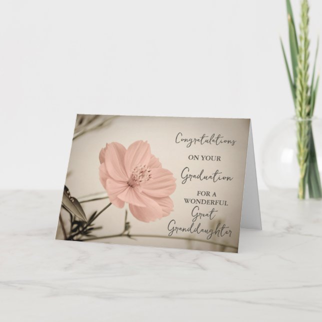 Carte Fleurs roses Grande Petite-Fille Graduation (Devant)