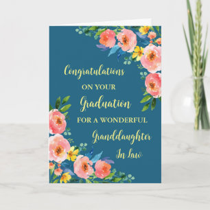 Carte Fleurs roses Grande Petite-Fille Graduation
