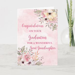 Carte Fleurs roses Grande Petite-Fille Graduation