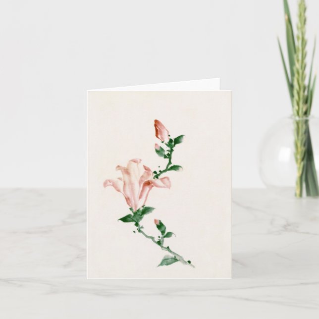 Carte Fleurs roses, Hokusai Art Japonais (Devant)