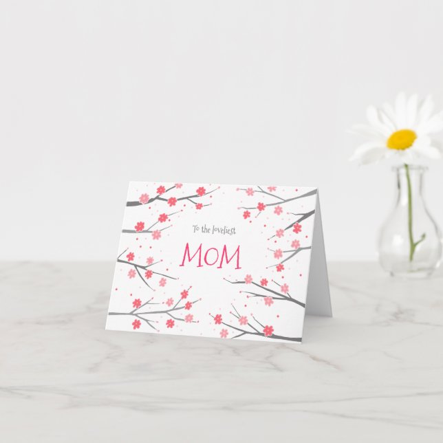 Carte Fleurs roses Joli Floral Fête des Mères Personnali (Petite plante)