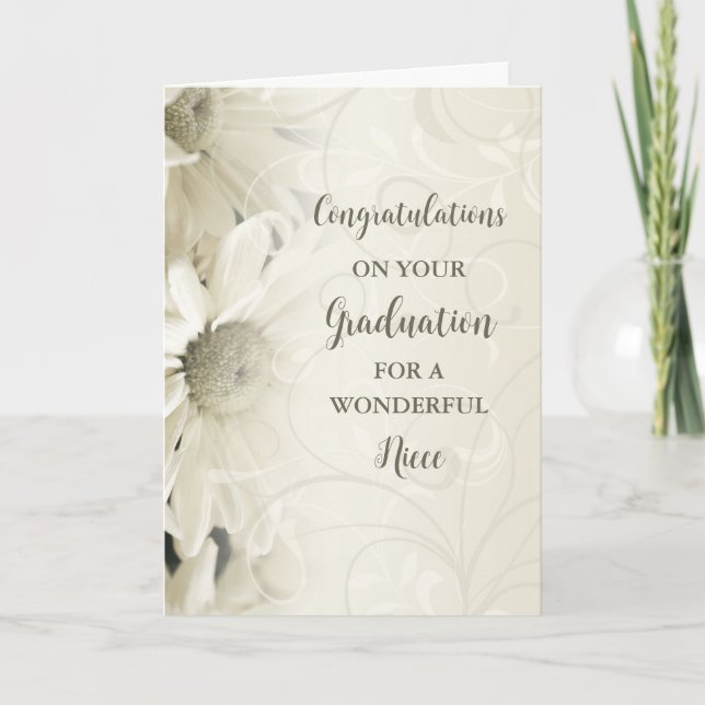 Carte Fleurs roses nièce Félicitations Diplôme (Devant)