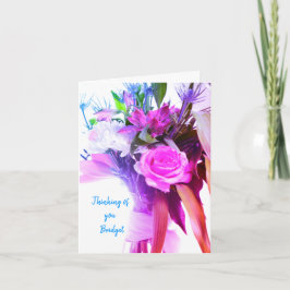 Carte Fleurs roses Penser à vous bien bientôt