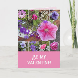 Carte Fleurs roses Rose floral Petunia Be My Valentine