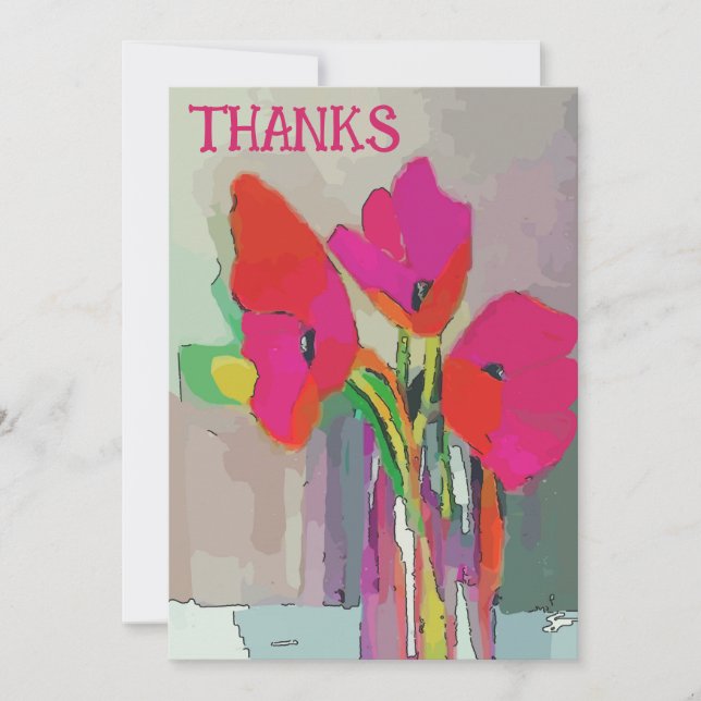 Carte Fleurs rouges et bleues (Devant)