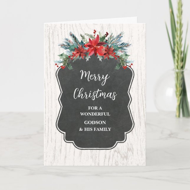 Carte Fleurs rustiques Godson & Family Joyeux Noël (Devant)