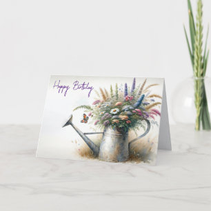 Carte Fleurs sauvages Anniversaires Dans Ancienne canne 