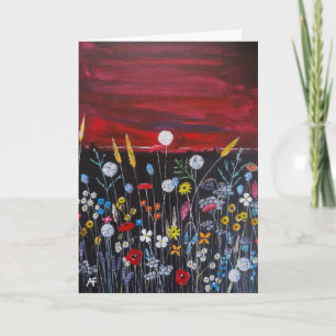 Carte Fleurs sauvages au coucher du soleil Peinture d'Al