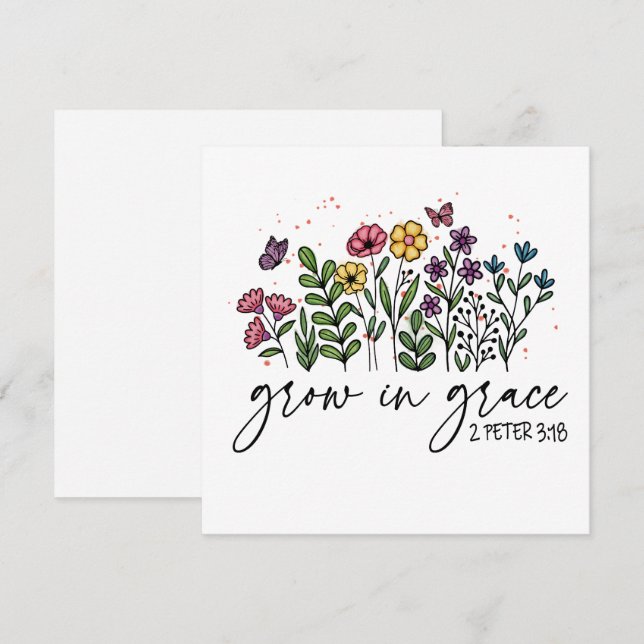 Carte Fleurs sauvages Cultivant En Grace Cadeau Chrétien (Devant / Derrière)