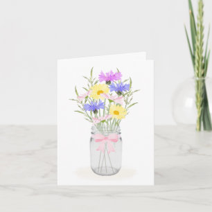 Carte Fleurs sauvages de printemps à Mason Jar Vase Tout