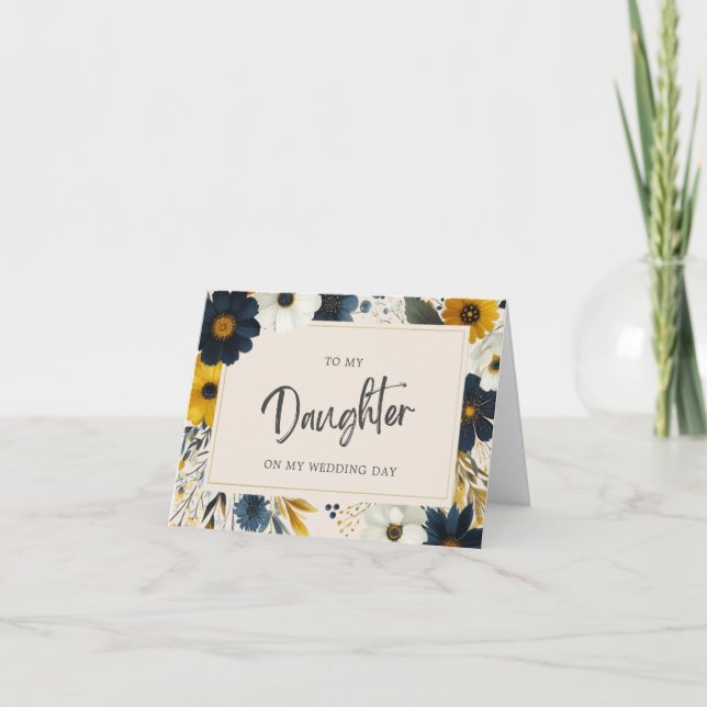Carte Fleurs sauvages Élégants À Ma Fille Mariage Beige (Devant)