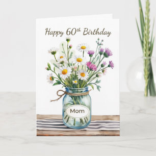 Carte Fleurs sauvages en pot Mason pour les 60 ans de ma