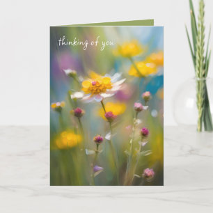 Carte Fleurs sauvages fantaisistes pensant à vous